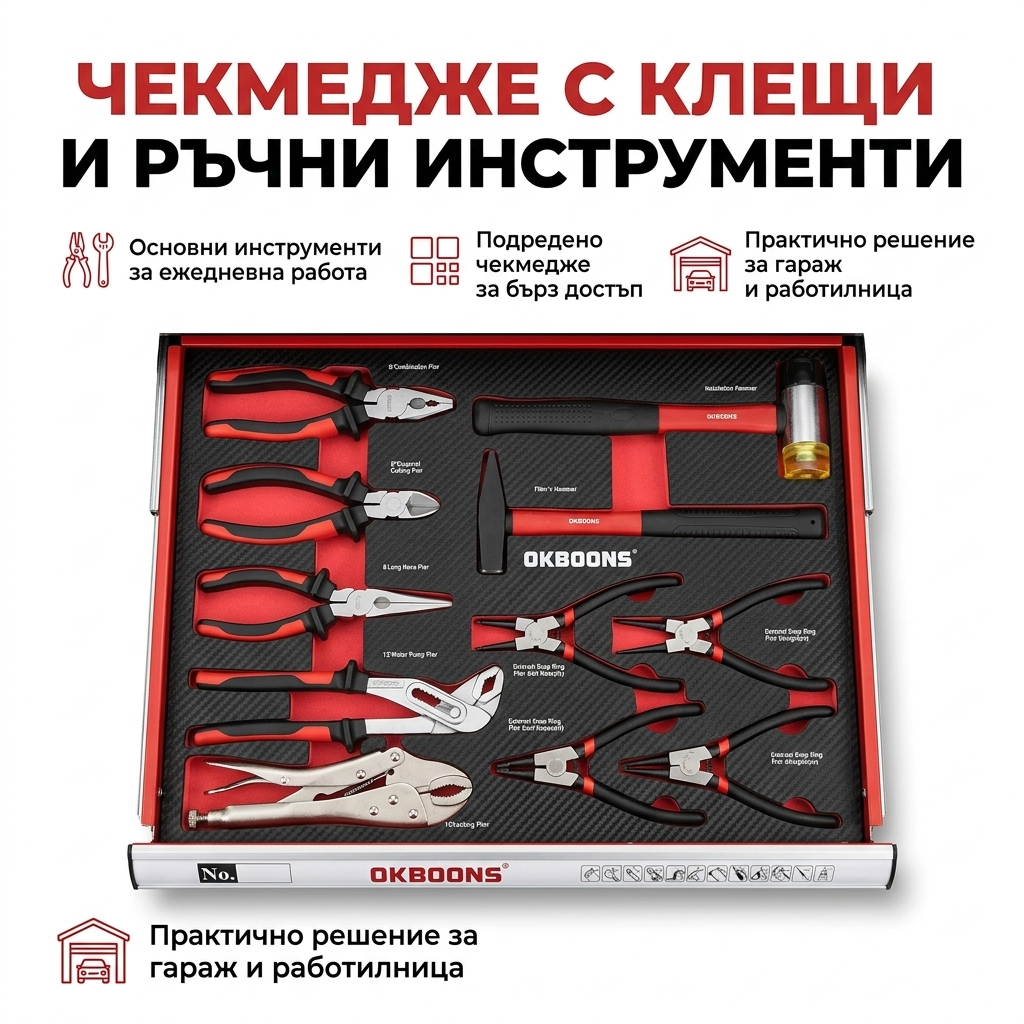 Шкаф с инструменти OKBOONS – 193 части 7 чекмеджета