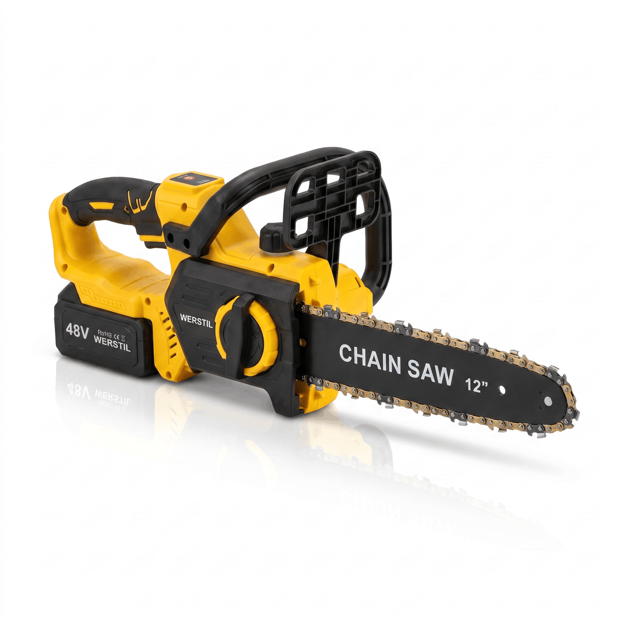 Акумулаторна Верижна Резачка WERSTIL 48V — Шина 12", с 2 Батерии и Куфар