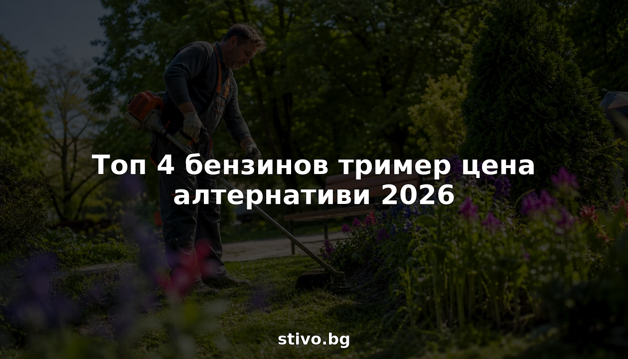 Мъж коси тревата в двора с бензинова косачка.