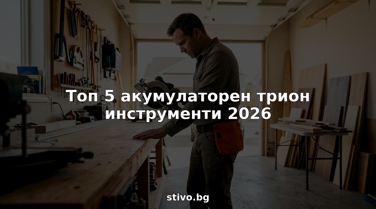 Майстор държи акумулаторен моторен трион в работилницата си, готов за поредната задача.