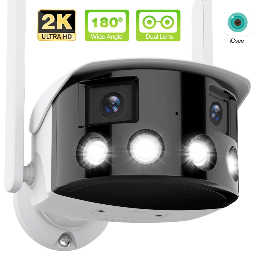 180° Панорамна WiFi камера с 2 обектива 3MP, нощно виждане, IP66