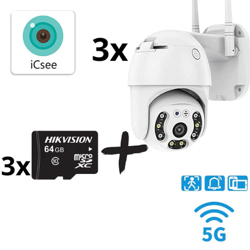3бр. WIFI Външна Камера С Две Антени Нощно Виждане FULL HD 1080P + 3бр. SD карта 64gb