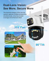 WiFi охранителна камера 3MP с 2 обектива, PTZ, нощно виждане