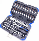 Гедоре комплект 46 части 1/4" Chrome Vanadium с тресщотка и битове