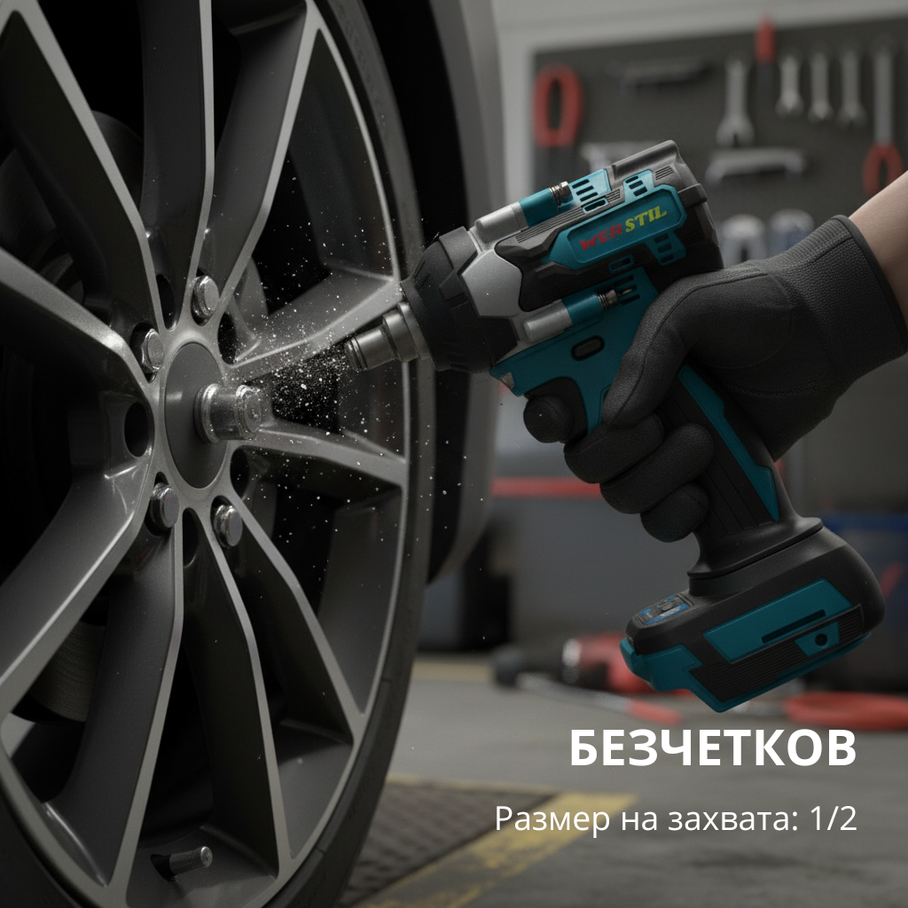 Акумулаторен Ударен Гайковерт WERSTIL 21V 8Ah - Stivo.bg