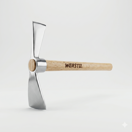 WERSTIL Градинска мотика 2 в 1 с дървена дръжка – ръчен инструмент за окопаване, плевене и обработка на почва