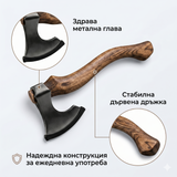 WERSTIL Компактна брадва с дървена дръжка – ръчен инструмент за цепене, къмпинг и работа на открито