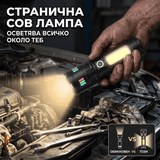 Мощен LED фенер 4 в 1 с COB лампа, powerbank, slide zoom