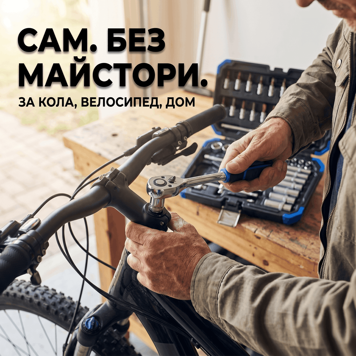 Гедоре комплект 53 части 1/4" Chrome Vanadium с тресщотка и битове