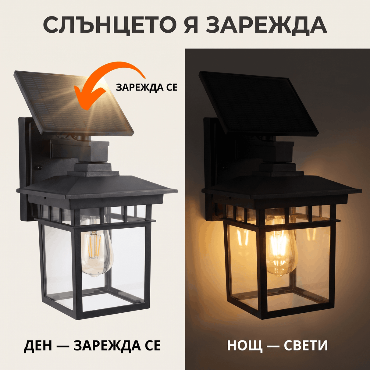 Соларна Градинска Лампа Тип Фенер — Без Кабели и Ток, с Топла LED Крушка