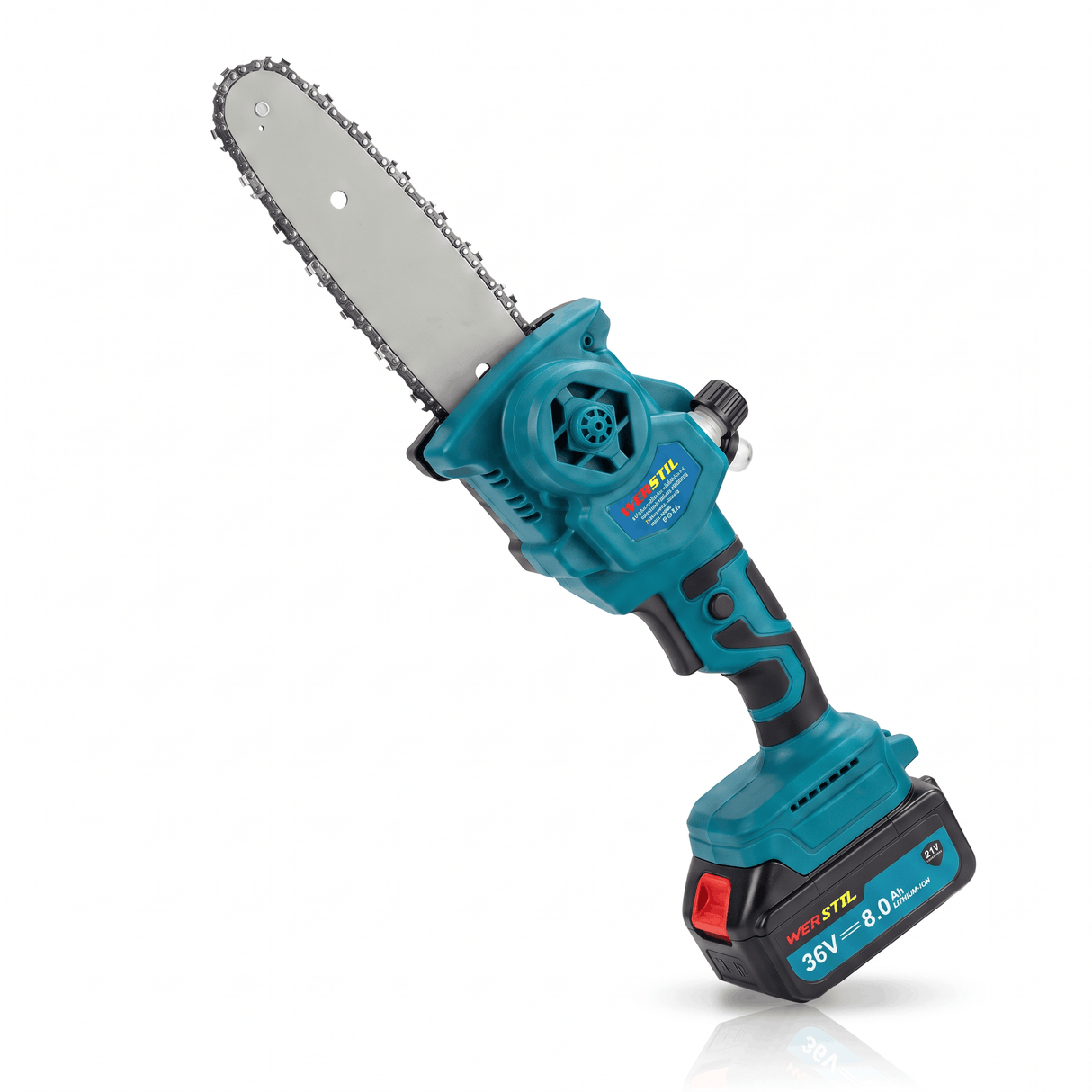Мини Акумулаторна Резачка WERSTIL 36V — Шина 8", Батерия 8.0Ah