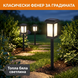 Соларни лампи фенер с колче по градинска пътека вечер
