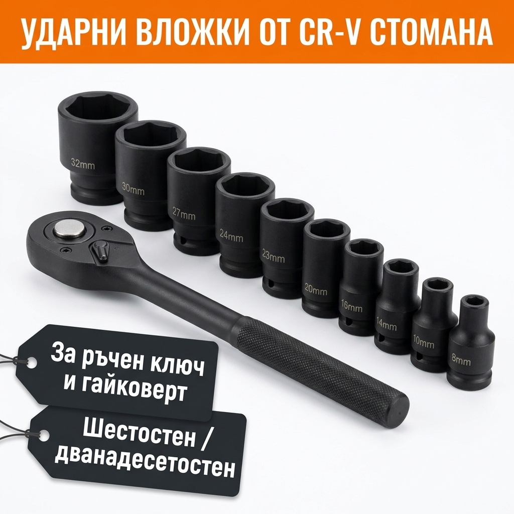 Ударни вложки от CR-V стомана и тресчотка