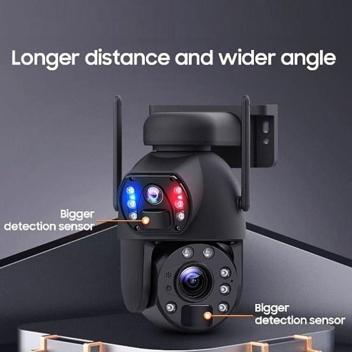 Соларна камера 6MP с 2 обектива, WiFi + 4G SIM, RGB сирена, 8 LED, IP66