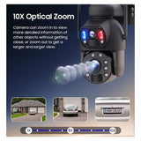 Соларна камера 6MP с 2 обектива, WiFi + 4G SIM, RGB сирена, 8 LED, IP66