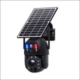 Соларна камера 6MP с 2 обектива, WiFi + 4G SIM, RGB сирена, 8 LED, IP66
