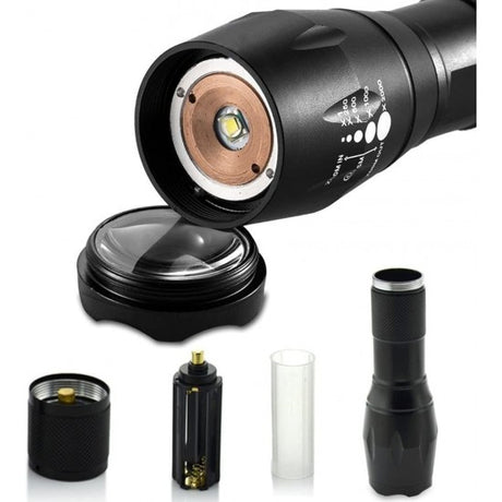 Мощен акумулаторен фенер с CREE LED диод 2500W ZOOM T6 - Stivo.bg