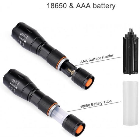 Мощен акумулаторен фенер с CREE LED диод 2500W ZOOM T6 - Stivo.bg