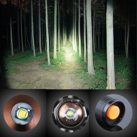 Мощен акумулаторен фенер с CREE LED диод 2500W ZOOM T6 - Stivo.bg