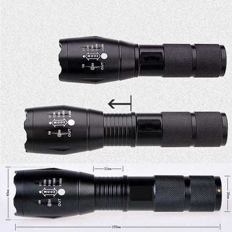 Мощен акумулаторен фенер с CREE LED диод 2500W ZOOM T6 - Stivo.bg
